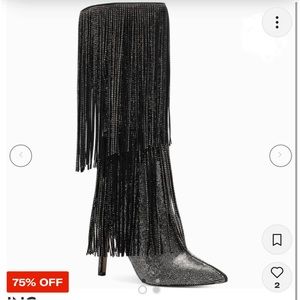 INC international concepts sequin rhinestone fringe boots